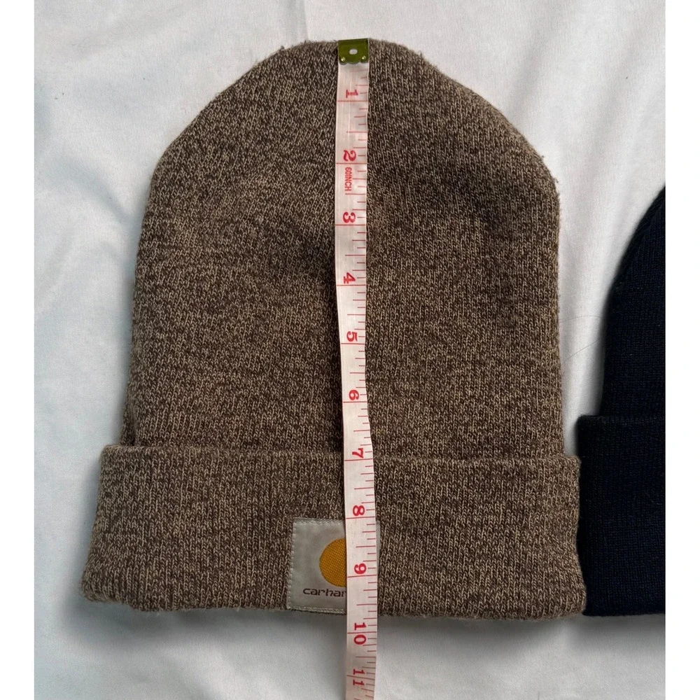Carhartt A18 Watch Hat Beanie Bundle Black Dark Brown Heather Knit Cap 2 Pack